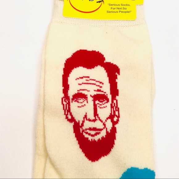 Foozys Abraham Lincoln Socks, Cream, Red, Blue - Picture 3 of 6